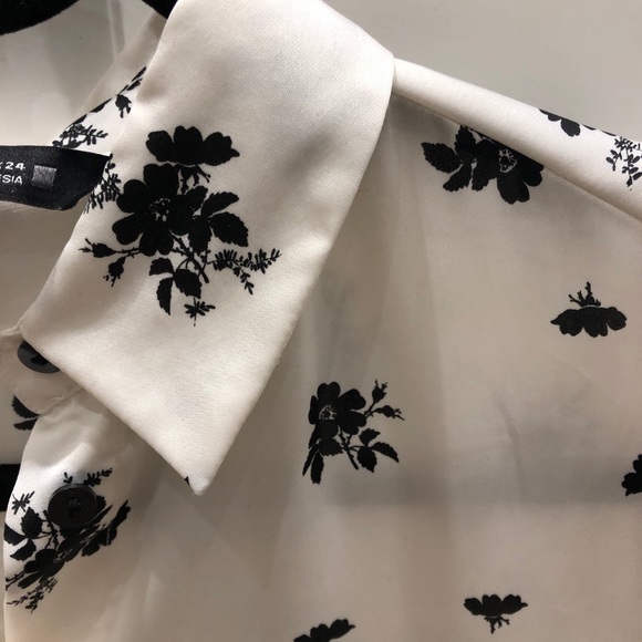 Black & white floral button up shirt from Zara - Picture 4 of 7